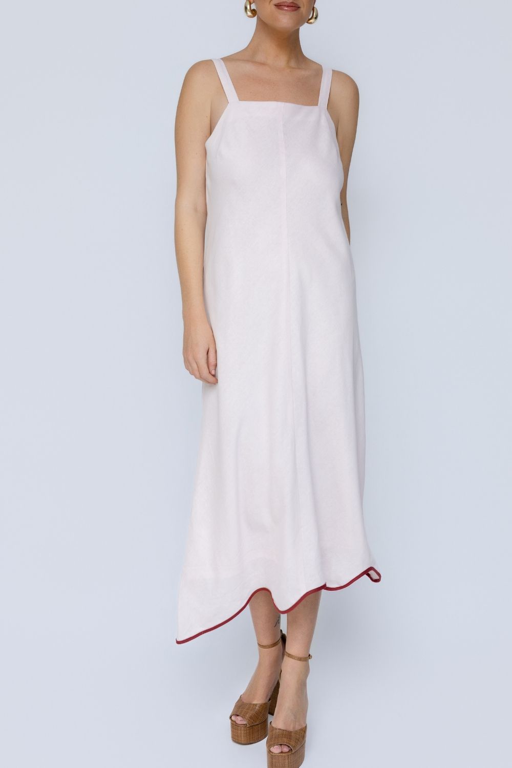 Sylvie Midi Dress - Soft Pink/Burgundy