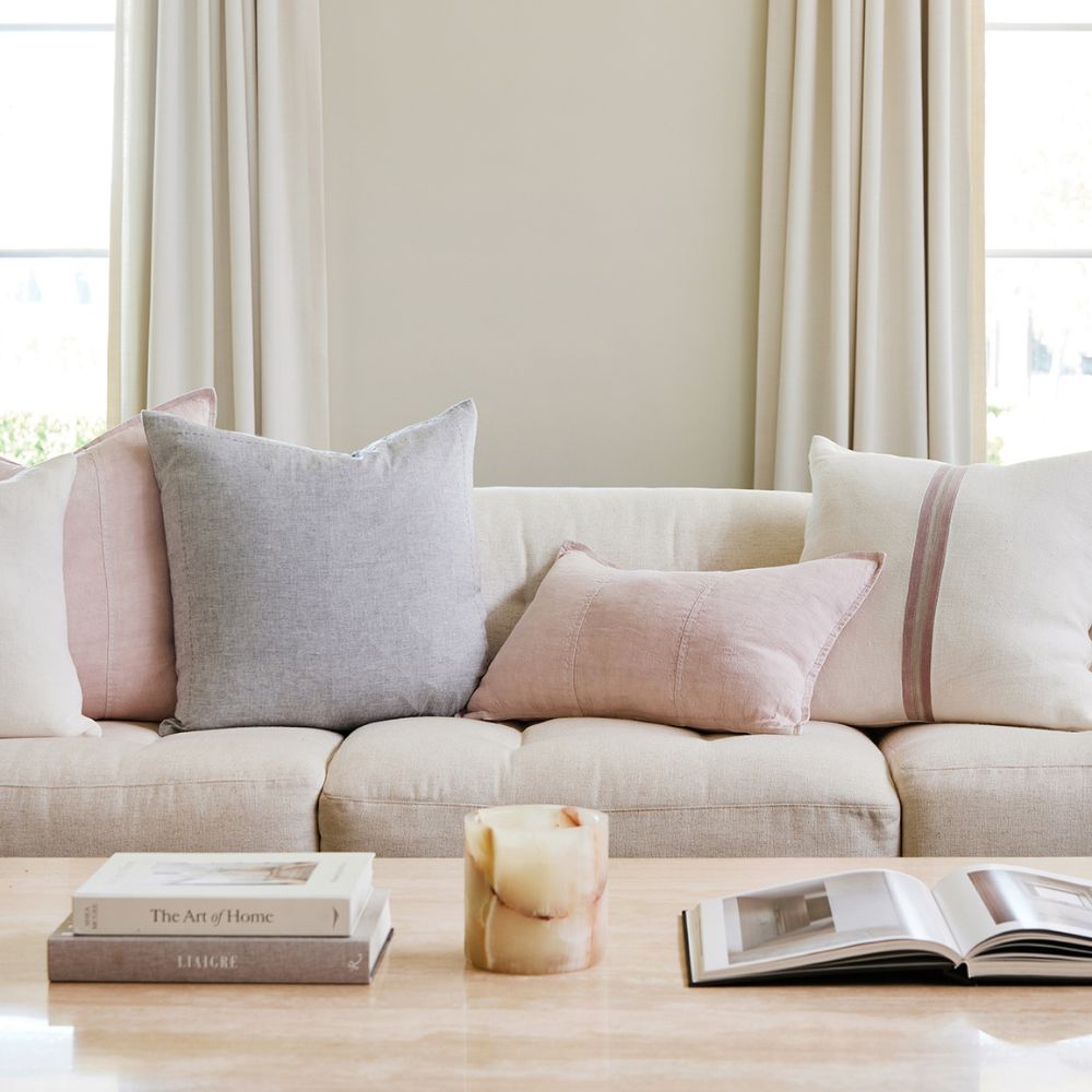 Bound Cushion - Grey Chambray