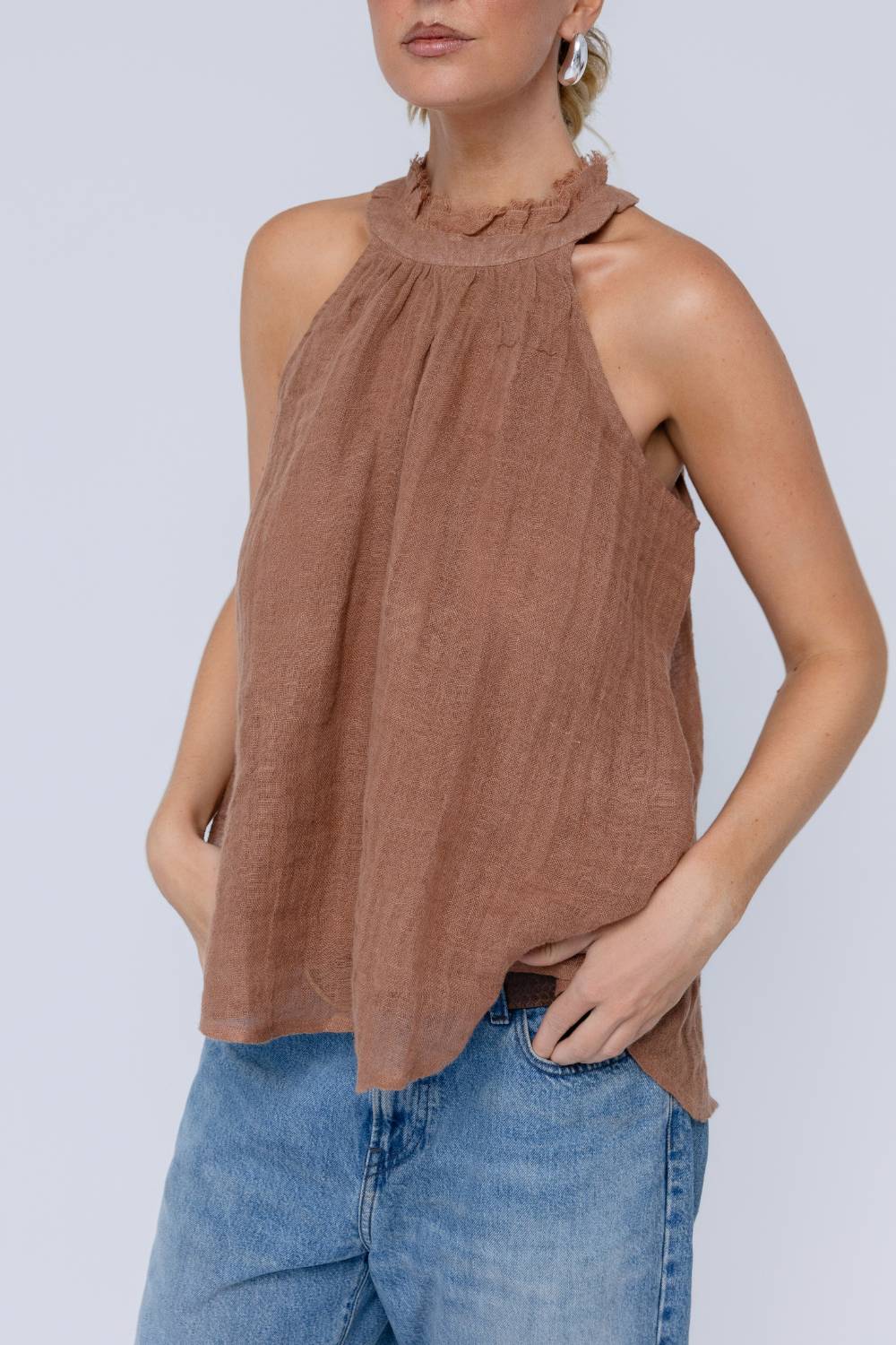 Ava Linen Top - Clay