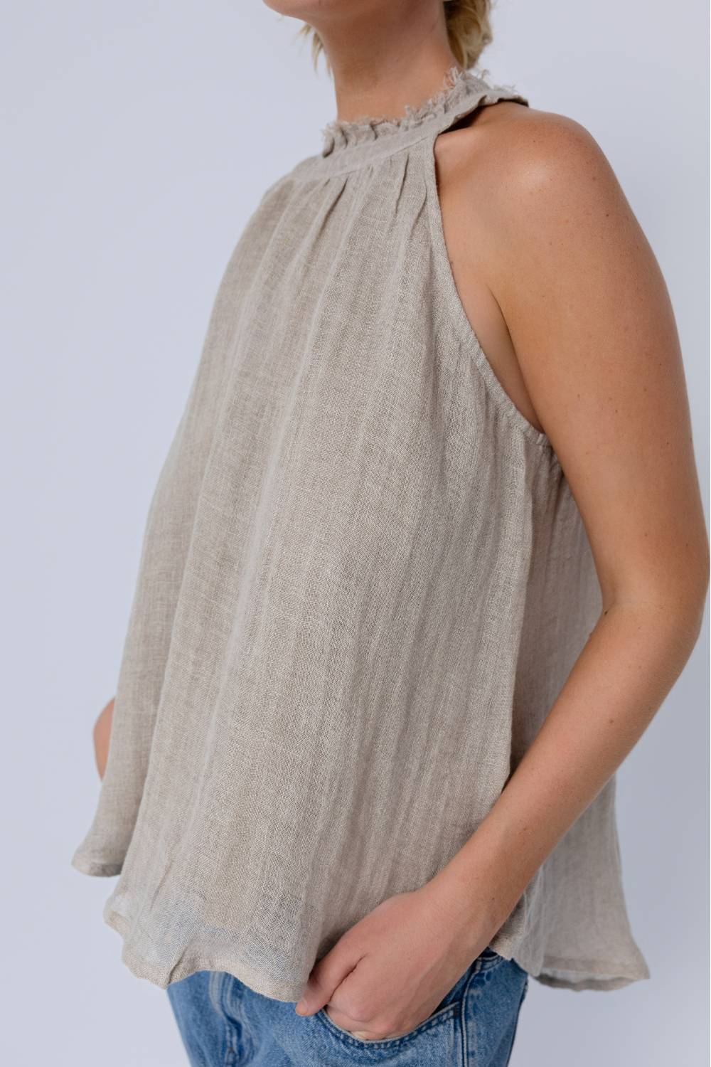 Ava Linen Top - Natural