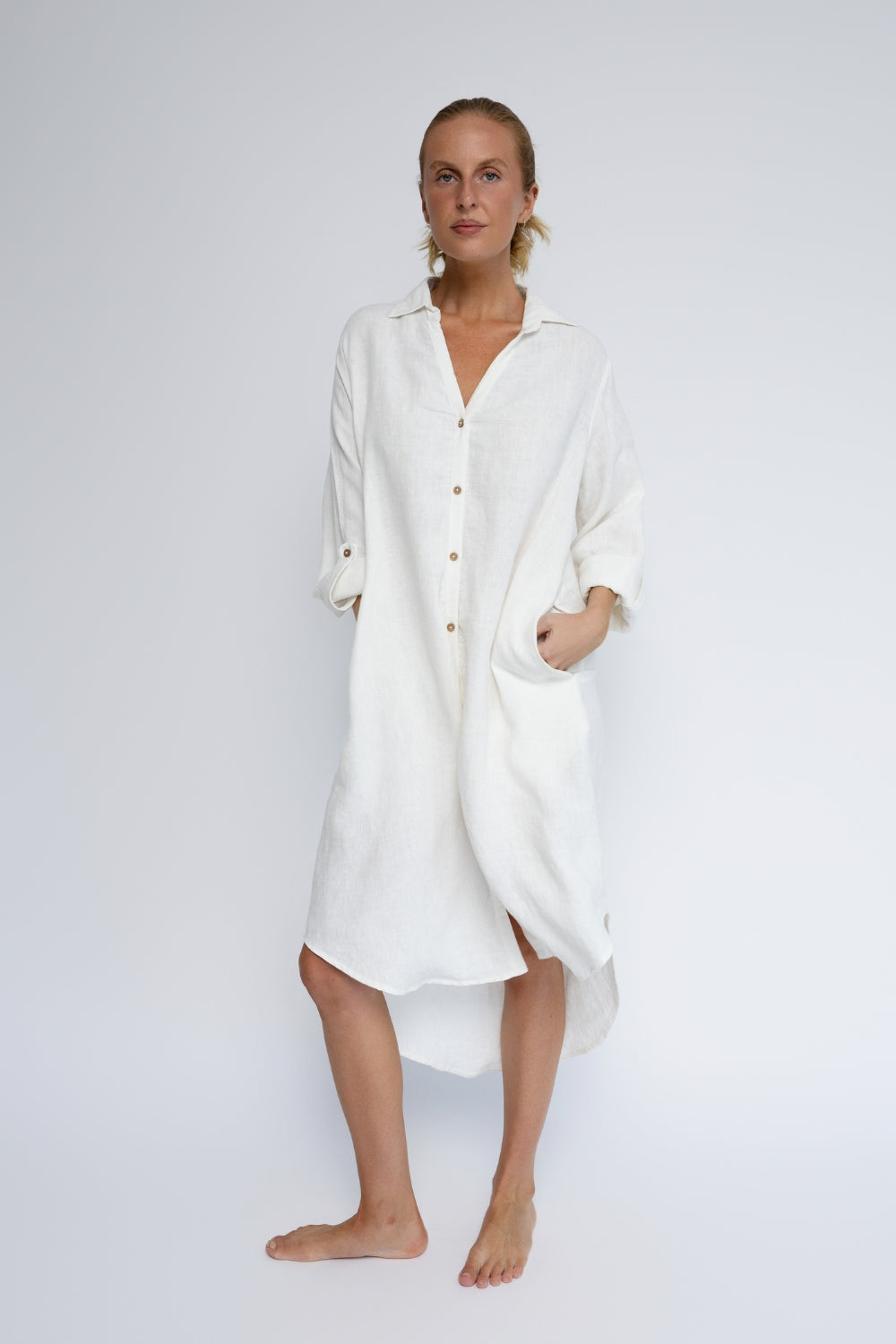 Fundamental Linen Shirt Dress - Off White