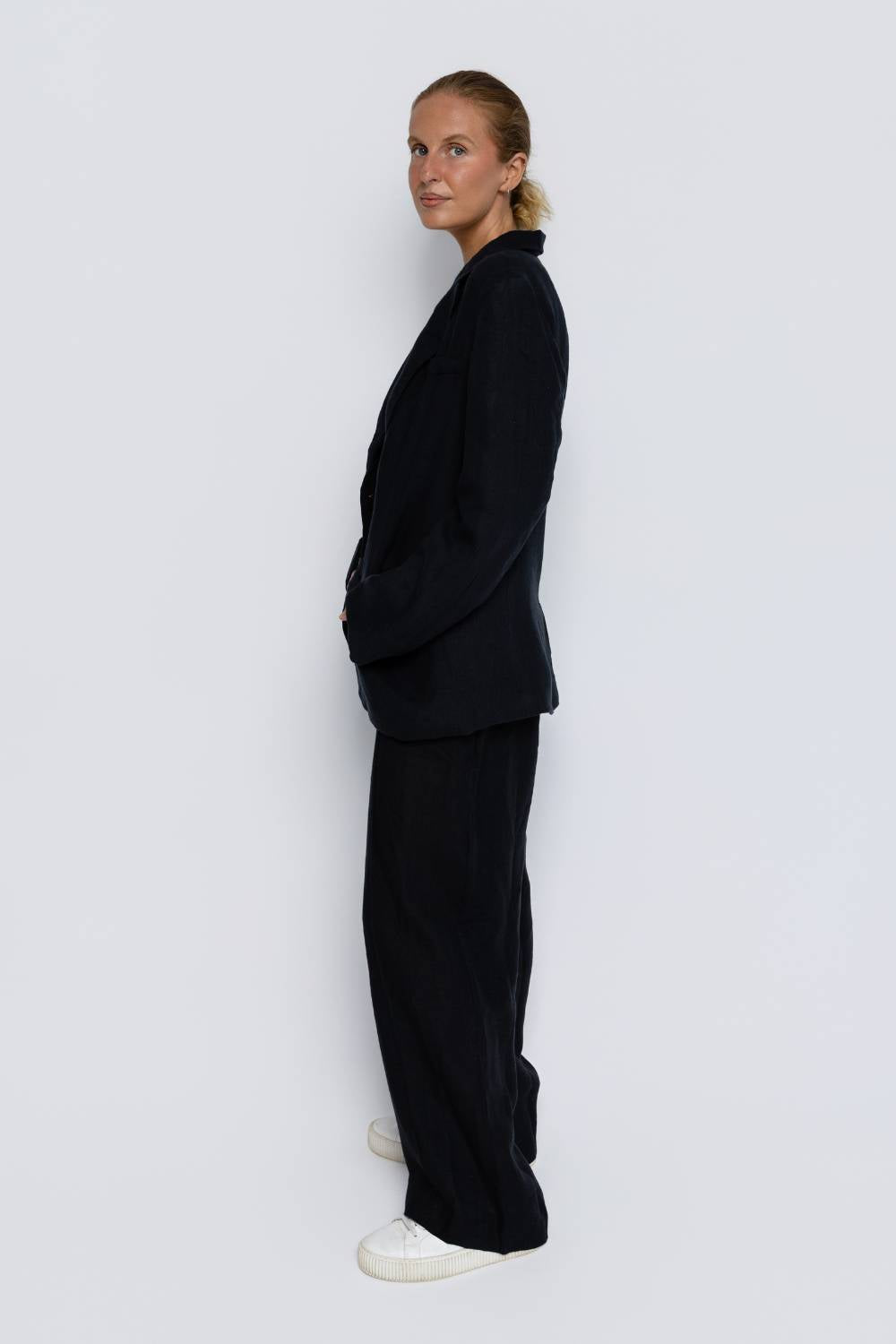 Tailored Linen Pants - Black