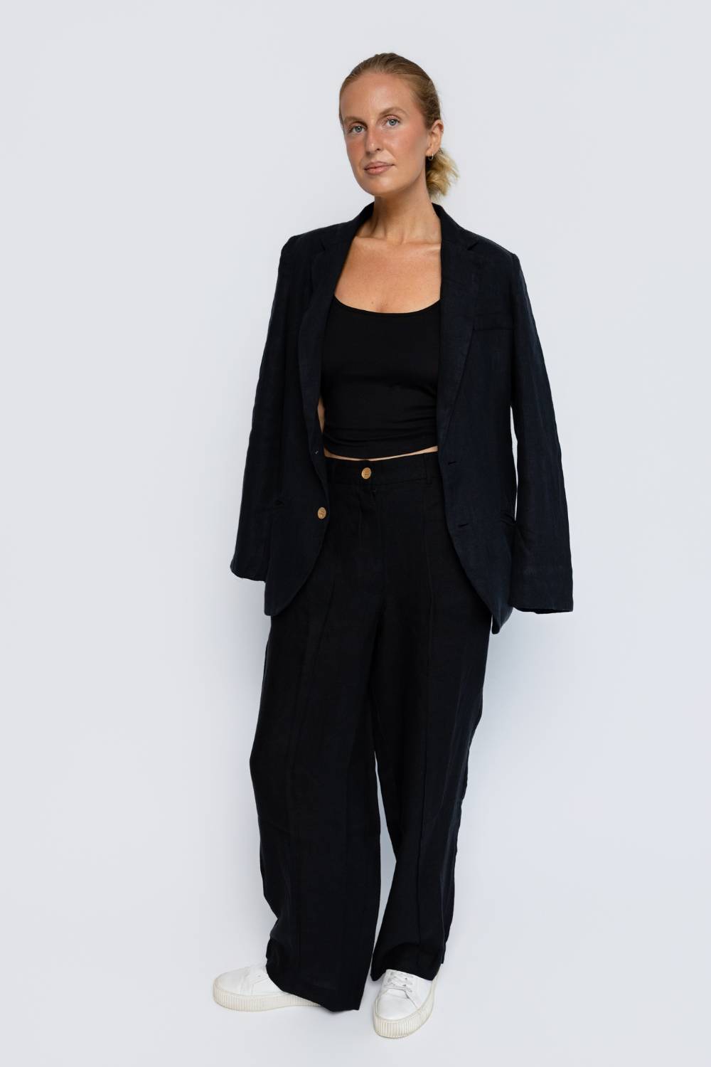Tailored Linen Pants - Black