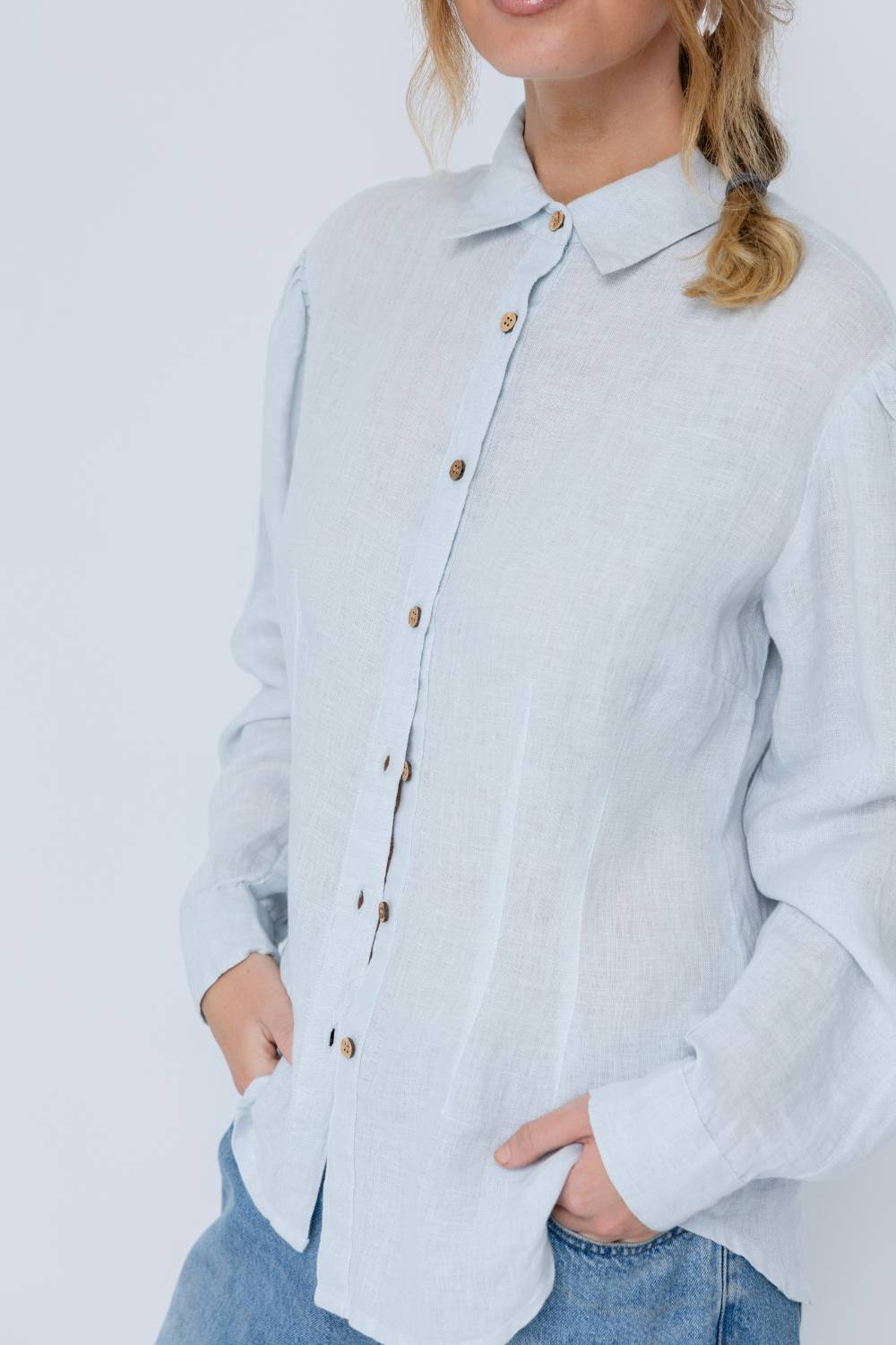 Copenhagen Linen Blouse - Soft Blue