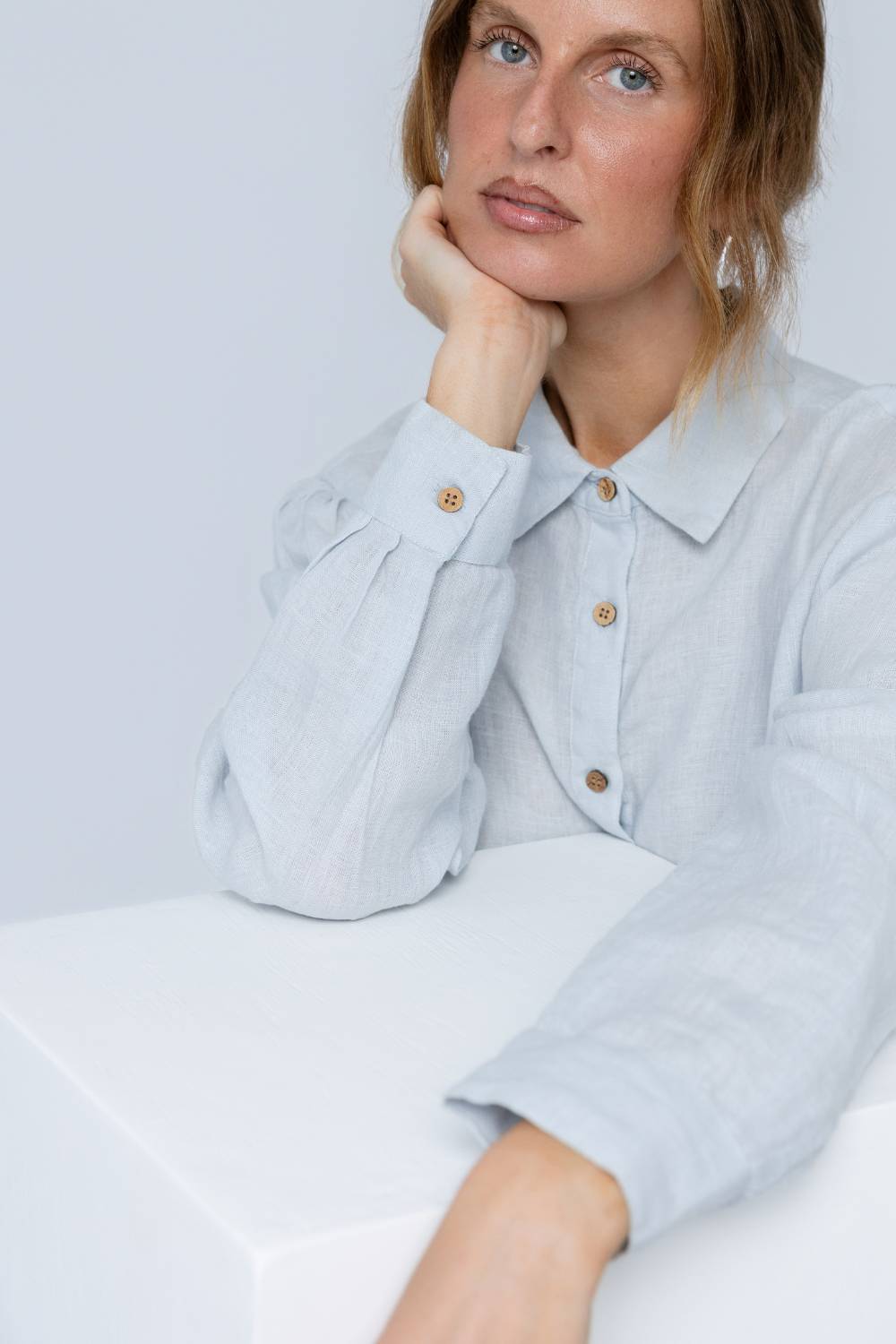 Copenhagen Linen Blouse - Soft Blue