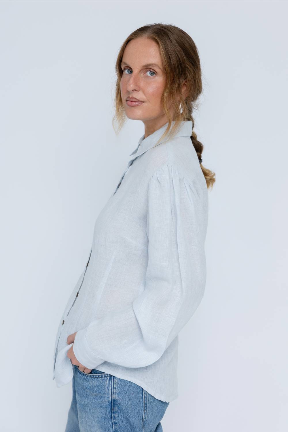 Copenhagen Linen Blouse - Soft Blue