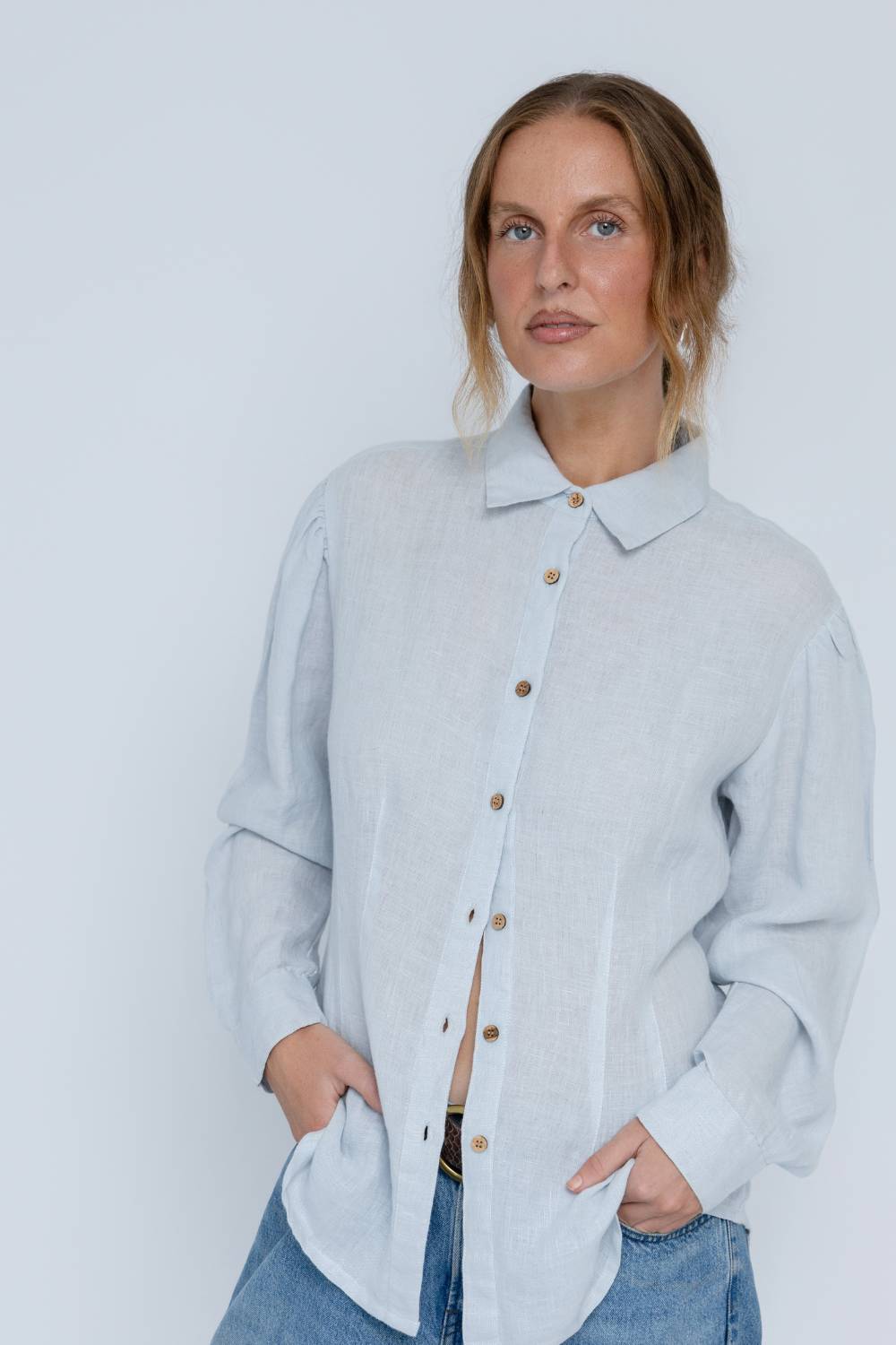 Copenhagen Linen Blouse - Soft Blue