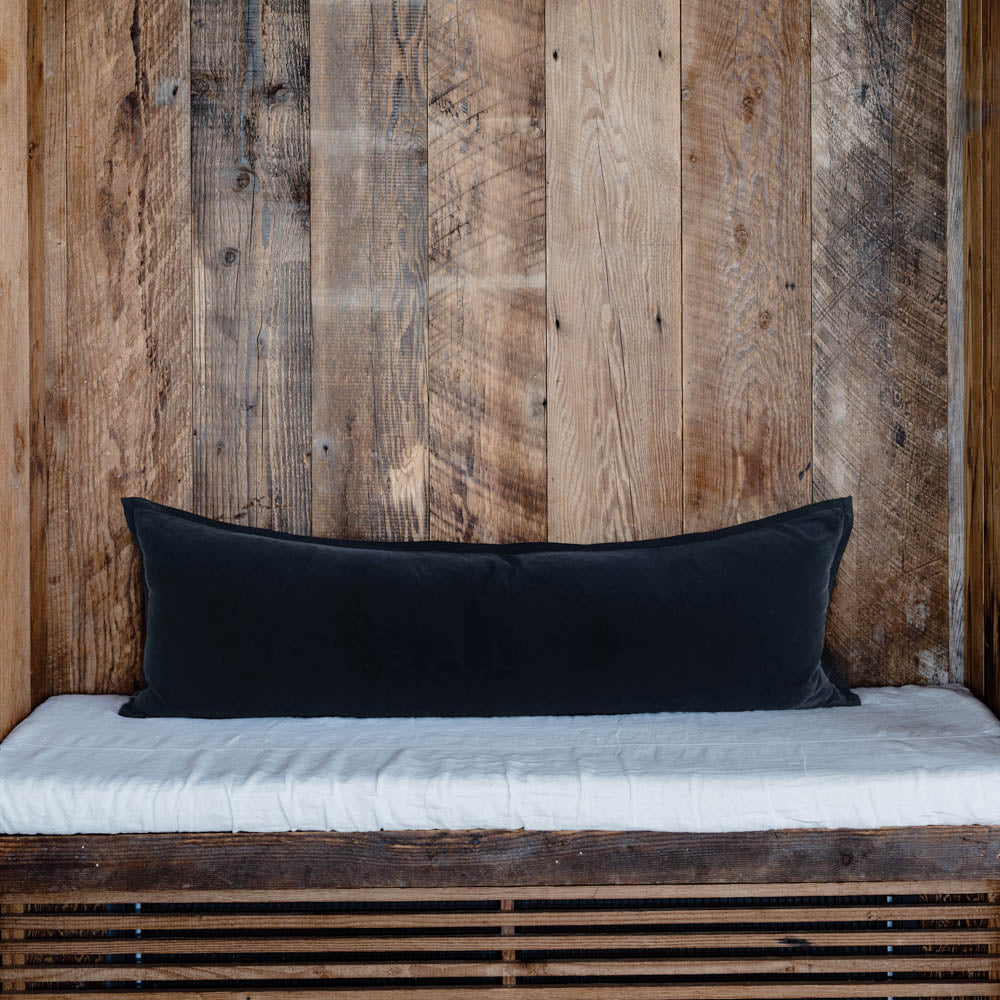 Evelyn Velvet Long Lumbar- Black - Eadie Lifestyle