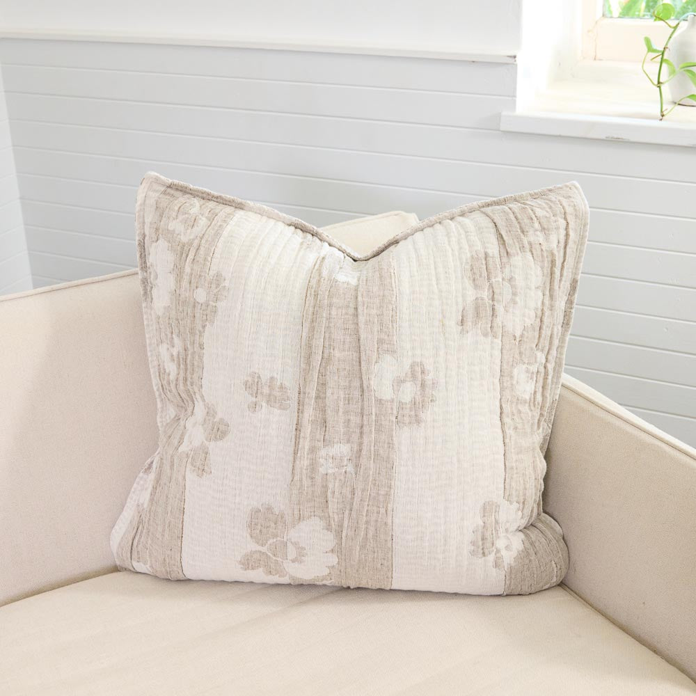 Blossom Reversible Cushion - Chocolate/Ivory