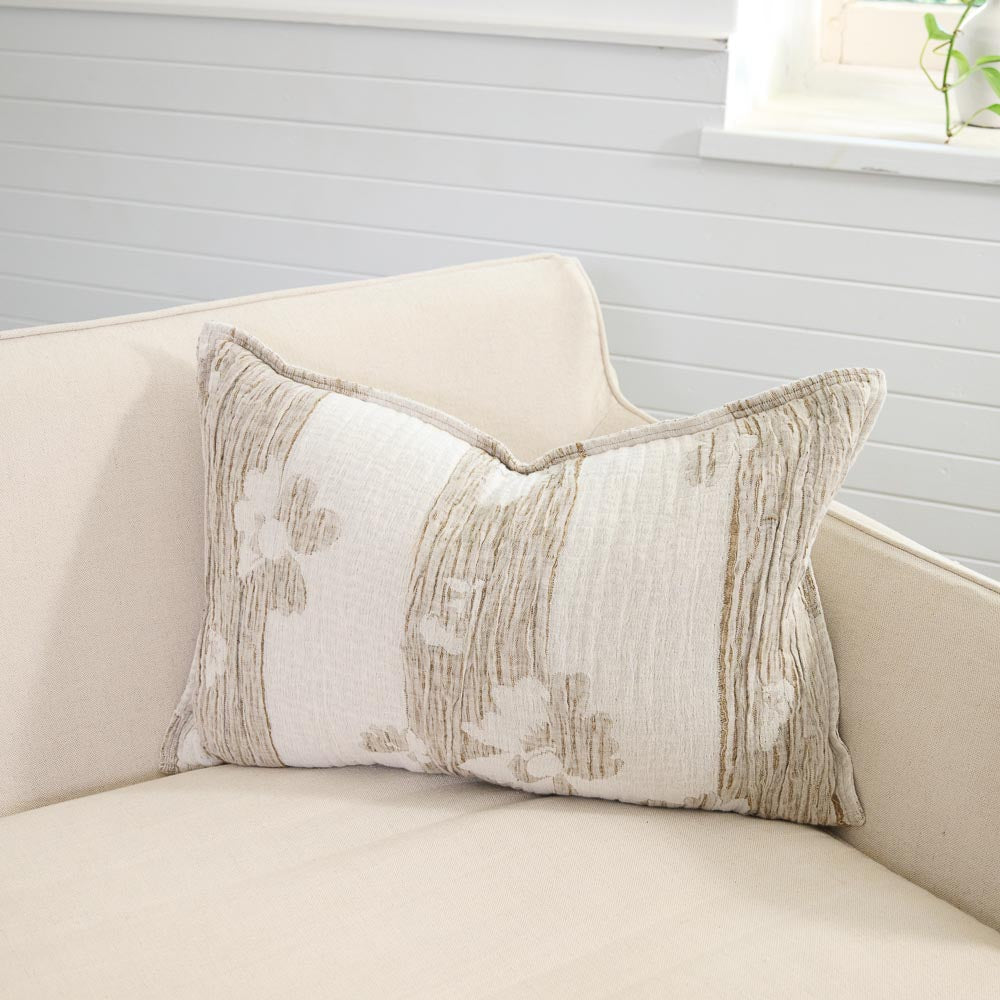 Blossom Reversible Cushion - Chocolate/Ivory