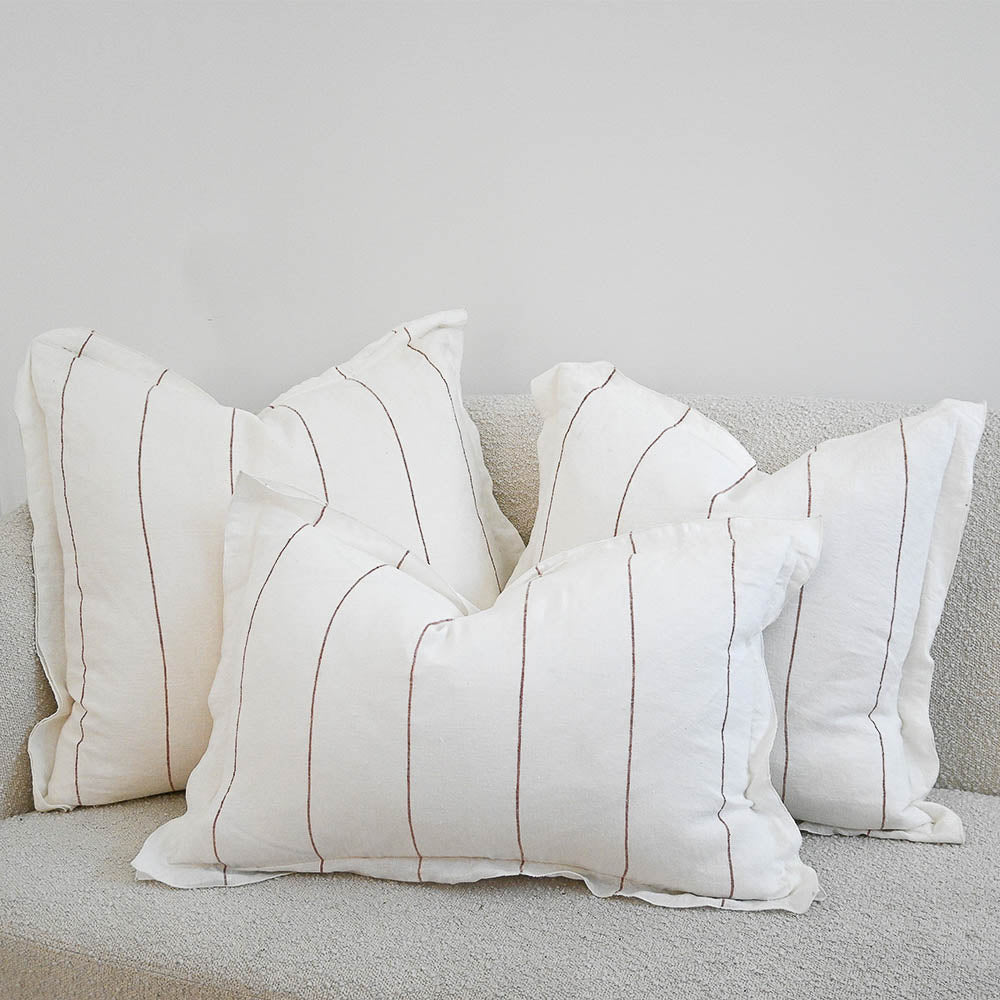 Carter Linen Cushion - Off White w&