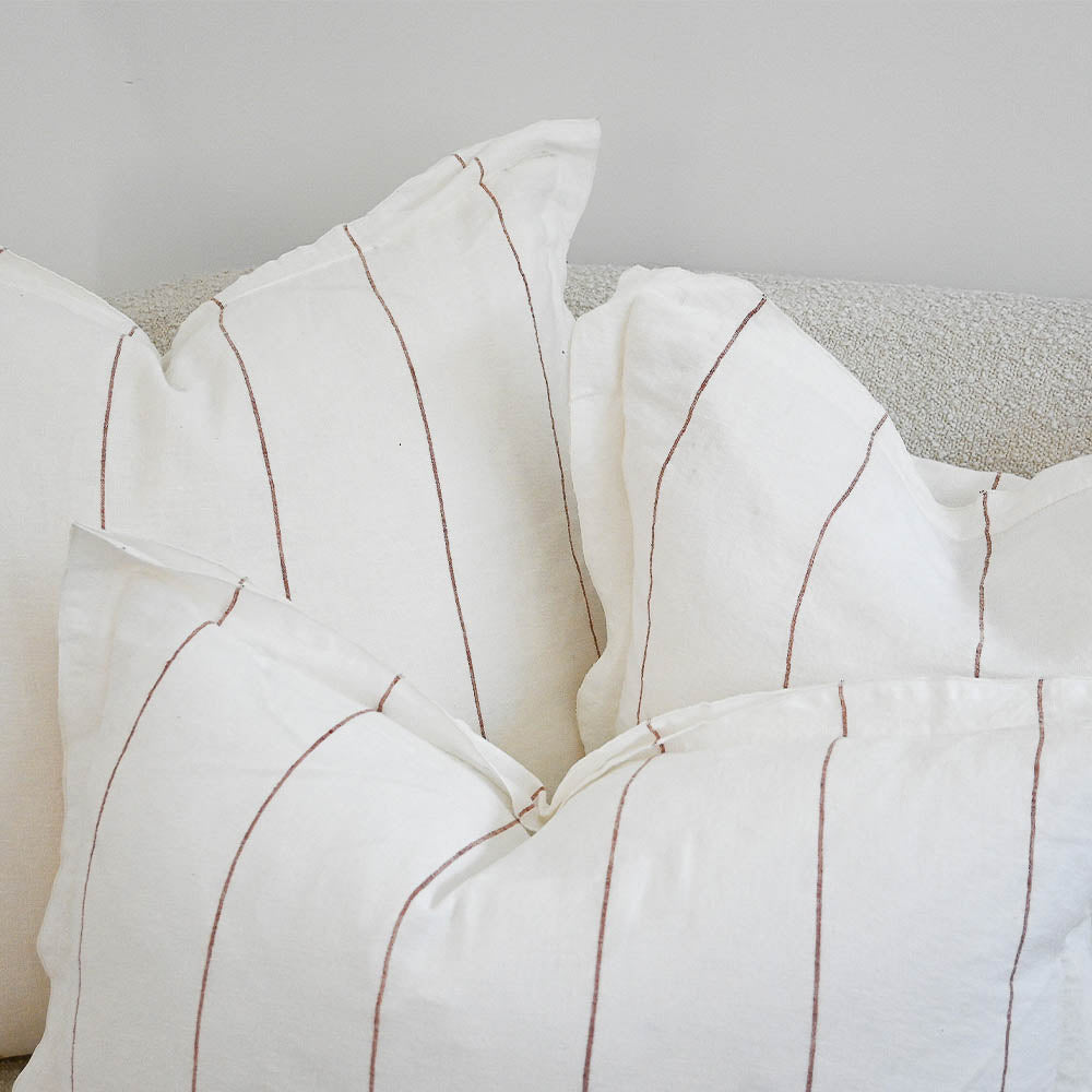 Carter Linen Cushion - Off White w&