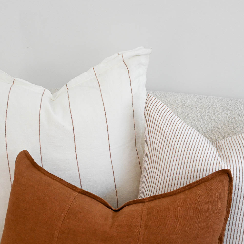 Carter Linen Cushion - Off White w&