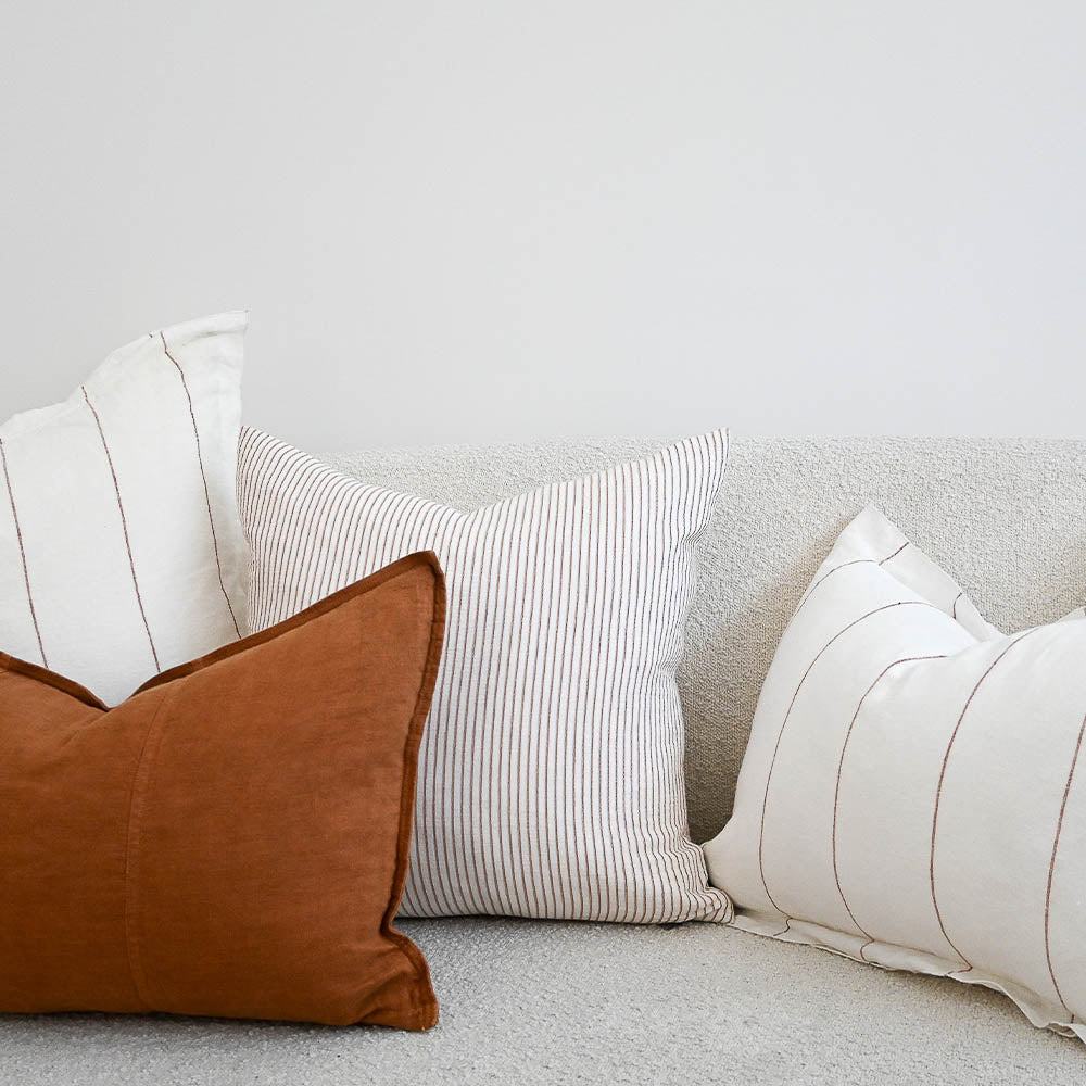 Carter Linen Cushion - Off White w&