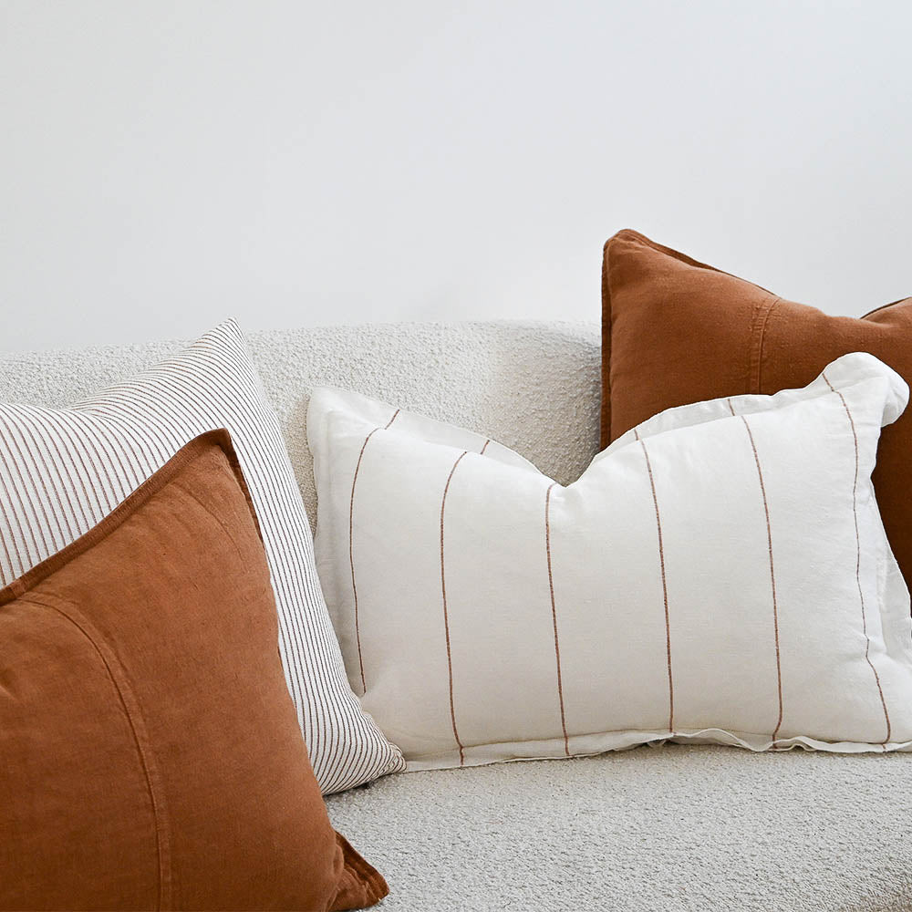 Carter Linen Cushion - Off White w&