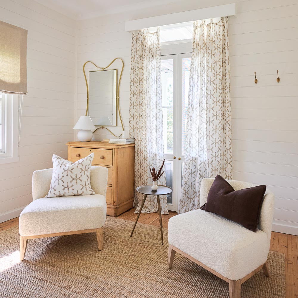 Eros Linen Curtain - Off White/Nutmeg