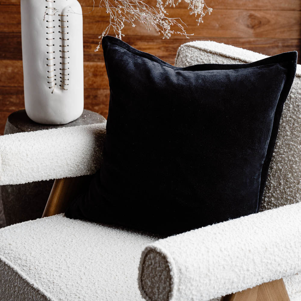 Evelyn Velvet Cushion - Black - Eadie Lifestyle