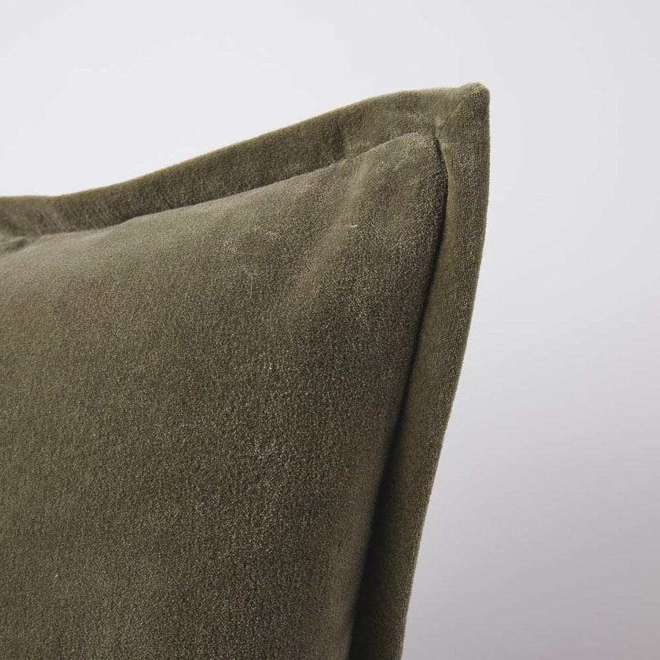 Evelyn Velvet Long Lumbar- Olive - Eadie Lifestyle