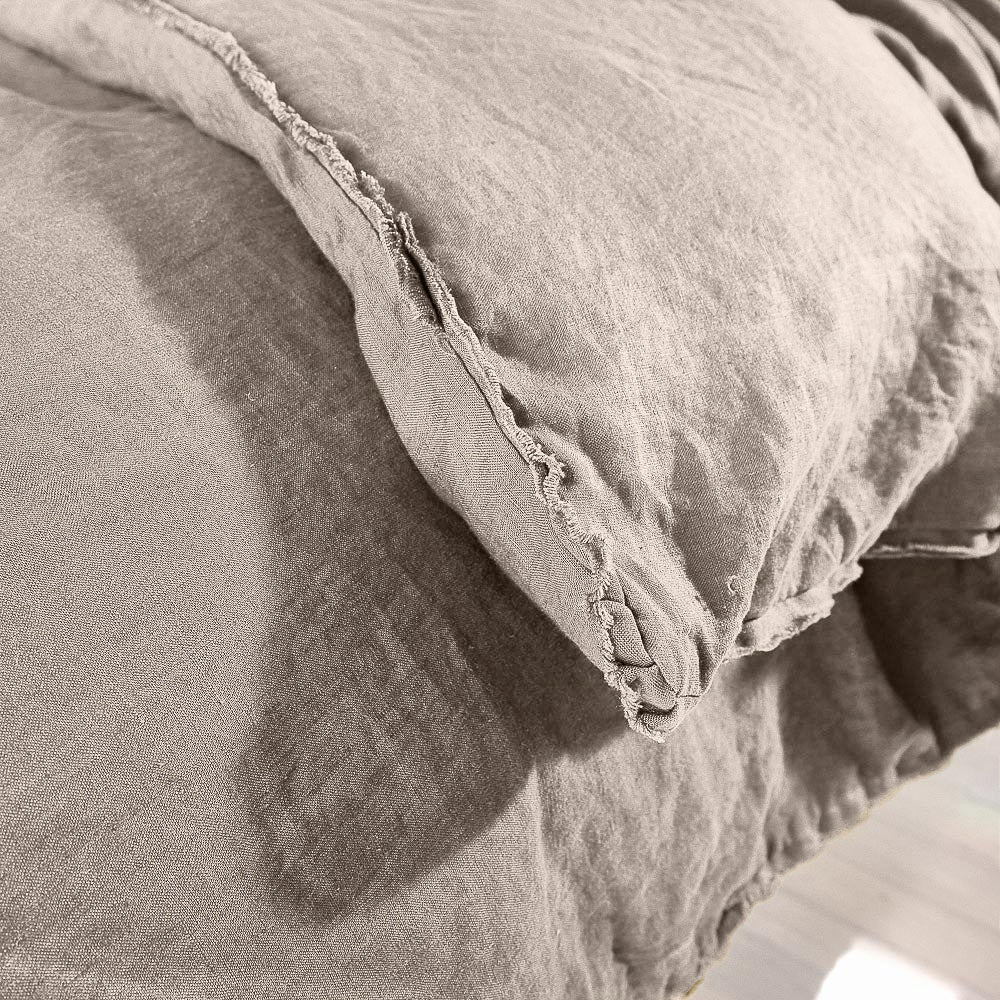 French Linen Quilt Cover w/ Button Closure - Natural