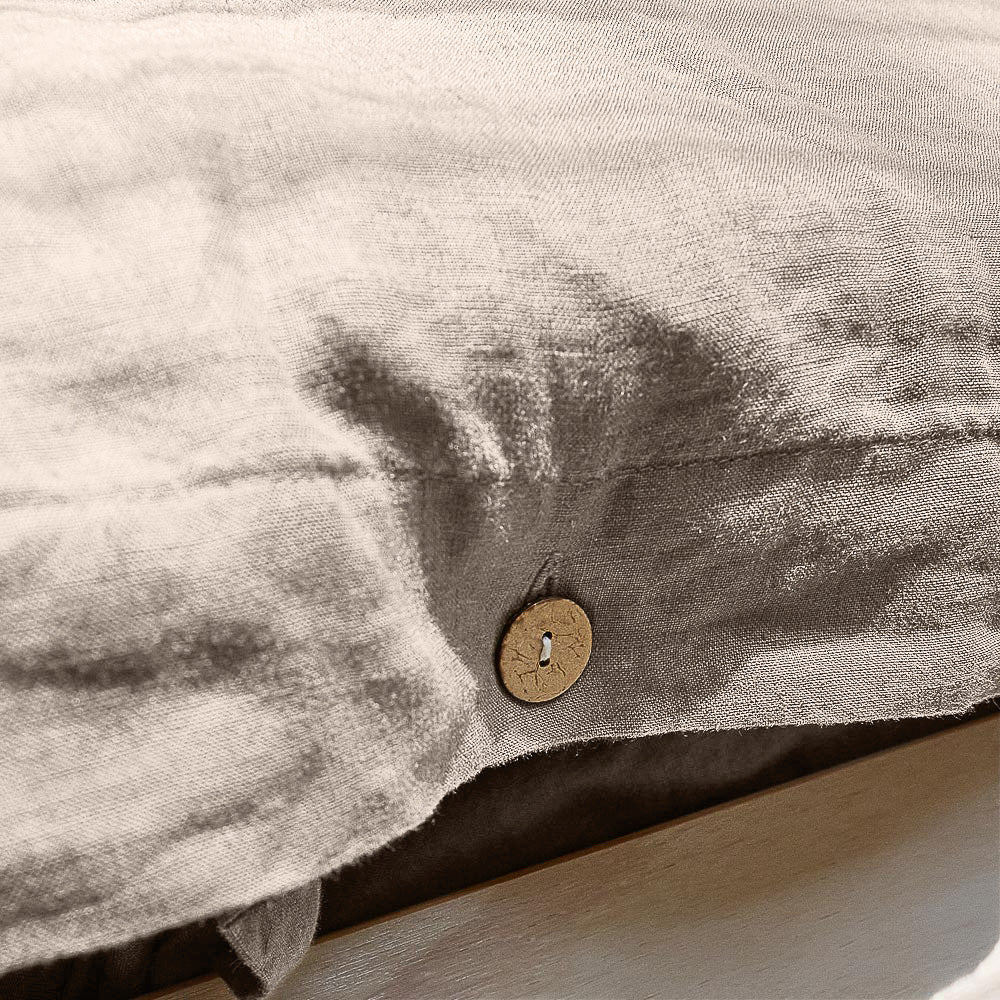 French Linen Quilt Cover w/ Button Closure - Natural