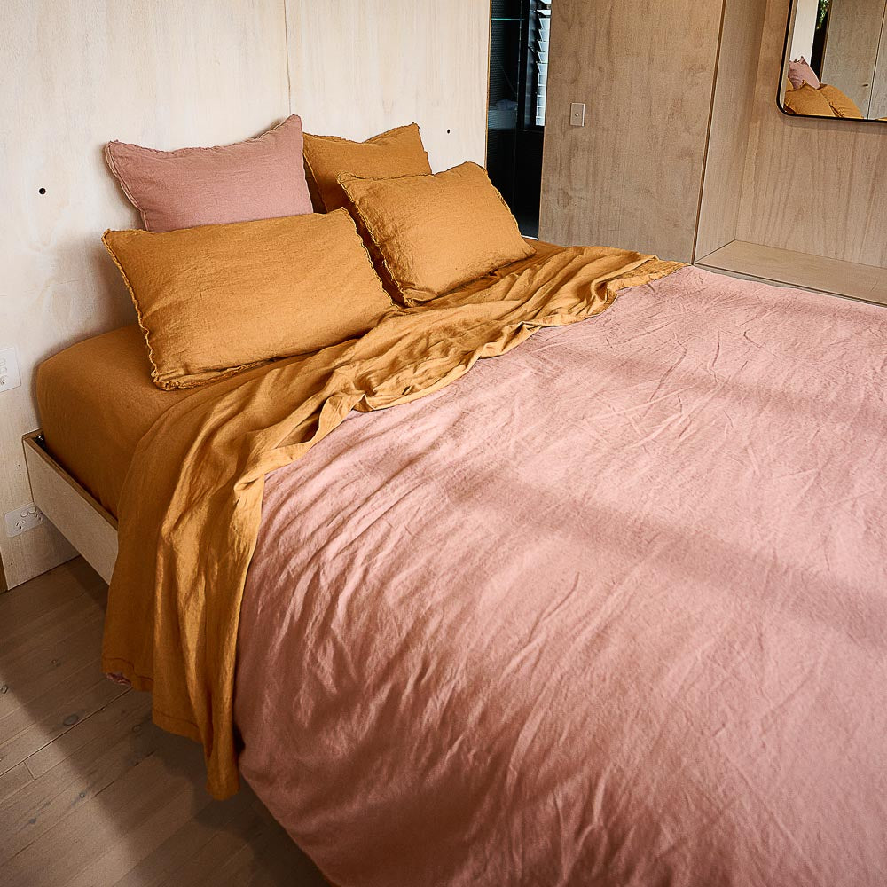 French Linen Pillowcase Set - Ochre