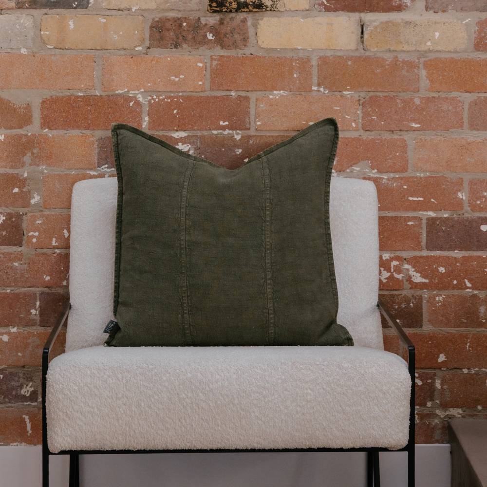 Luca Linen Cushion - Moss Green