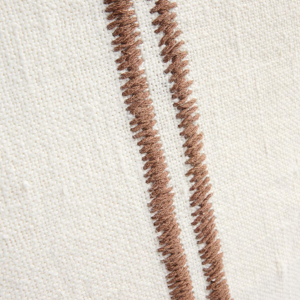 Orion Linen Cushion - Off White/Chocolate