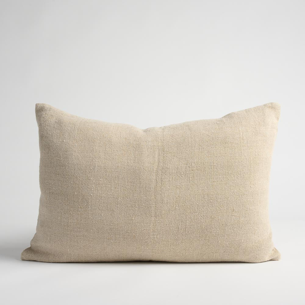 Orion Linen Cushion - Natural/Chocolate