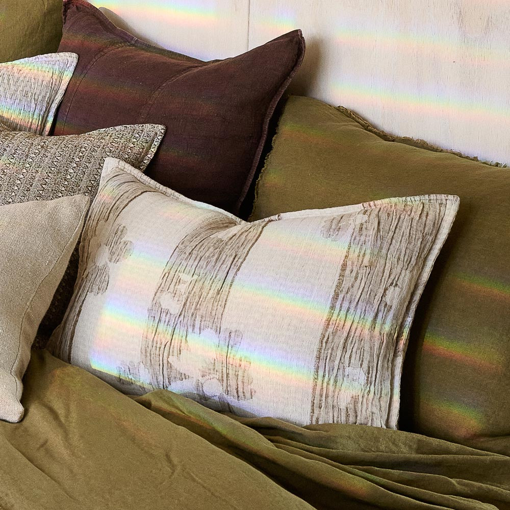 Blossom Reversible Cushion - Chocolate/Ivory