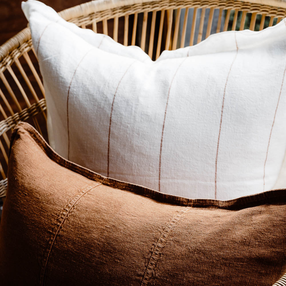 Carter Linen Cushion - Off White w&