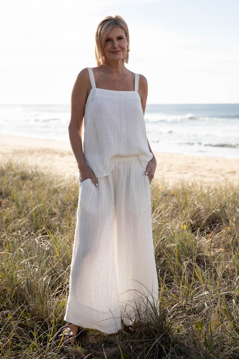 Arana Linen Pant - Off White - Eadie Lifestyle