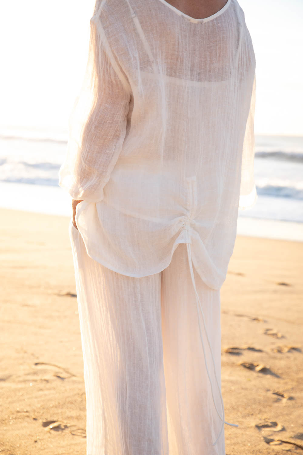 Margot Reversible Linen Top - Off White