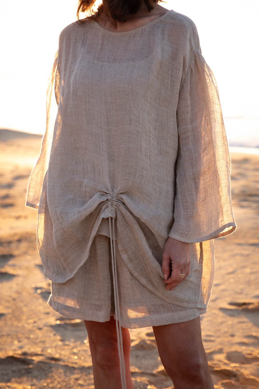 Margot Reversible Linen Top - Natural