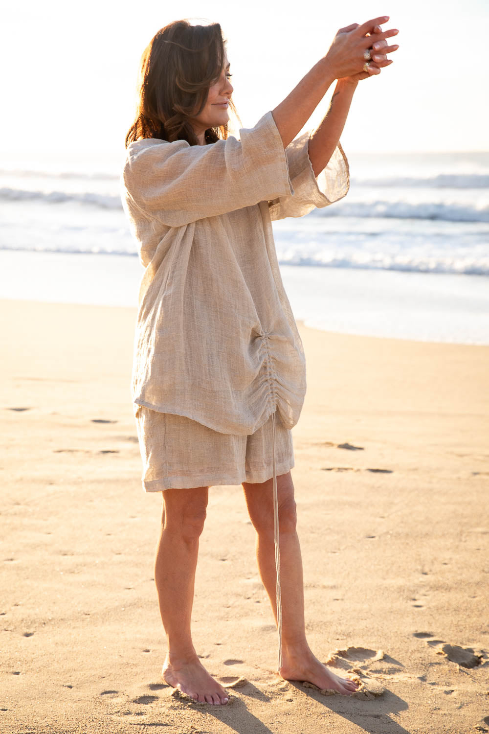 Margot Reversible Linen Top - Natural