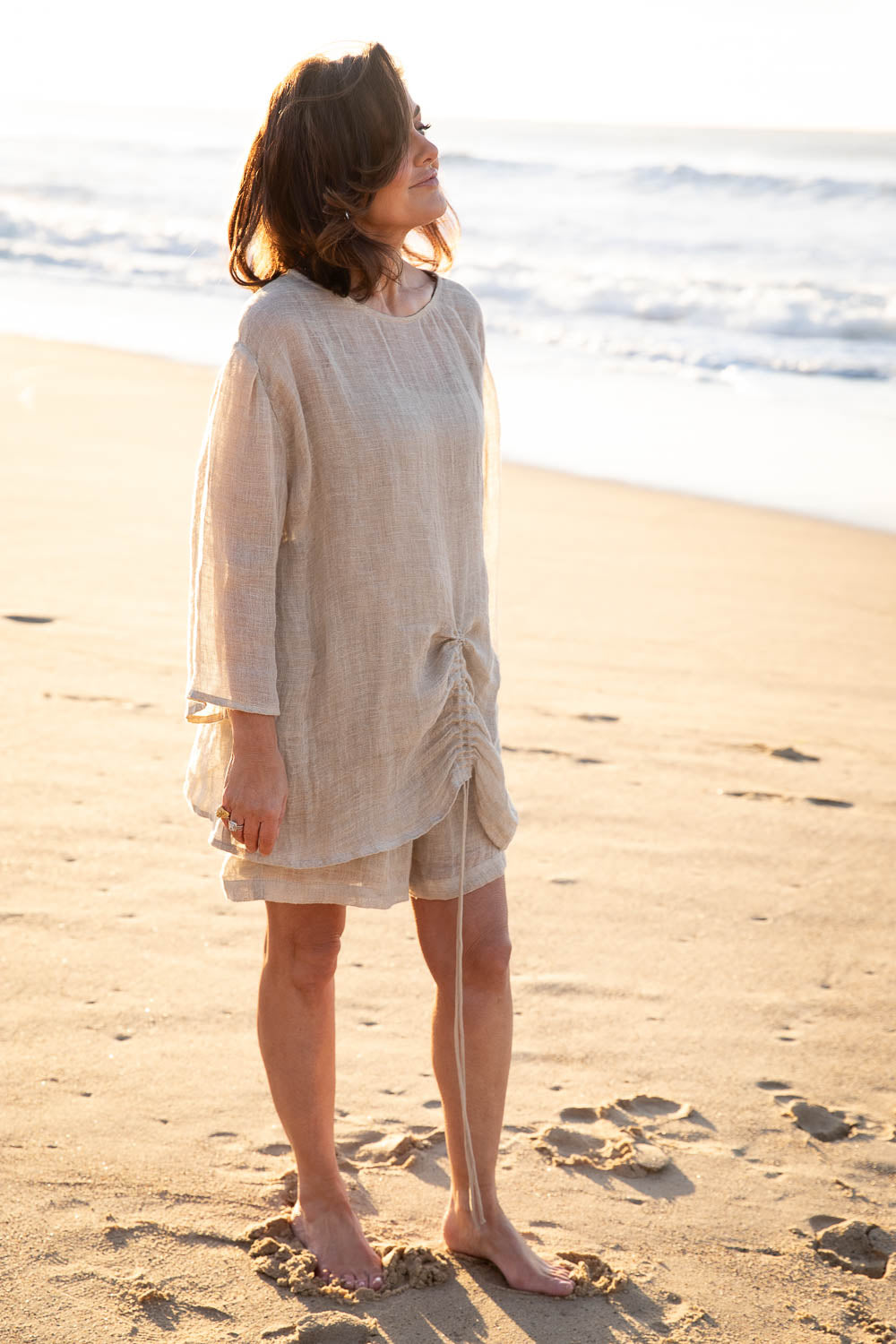 Margot Reversible Linen Top - Natural