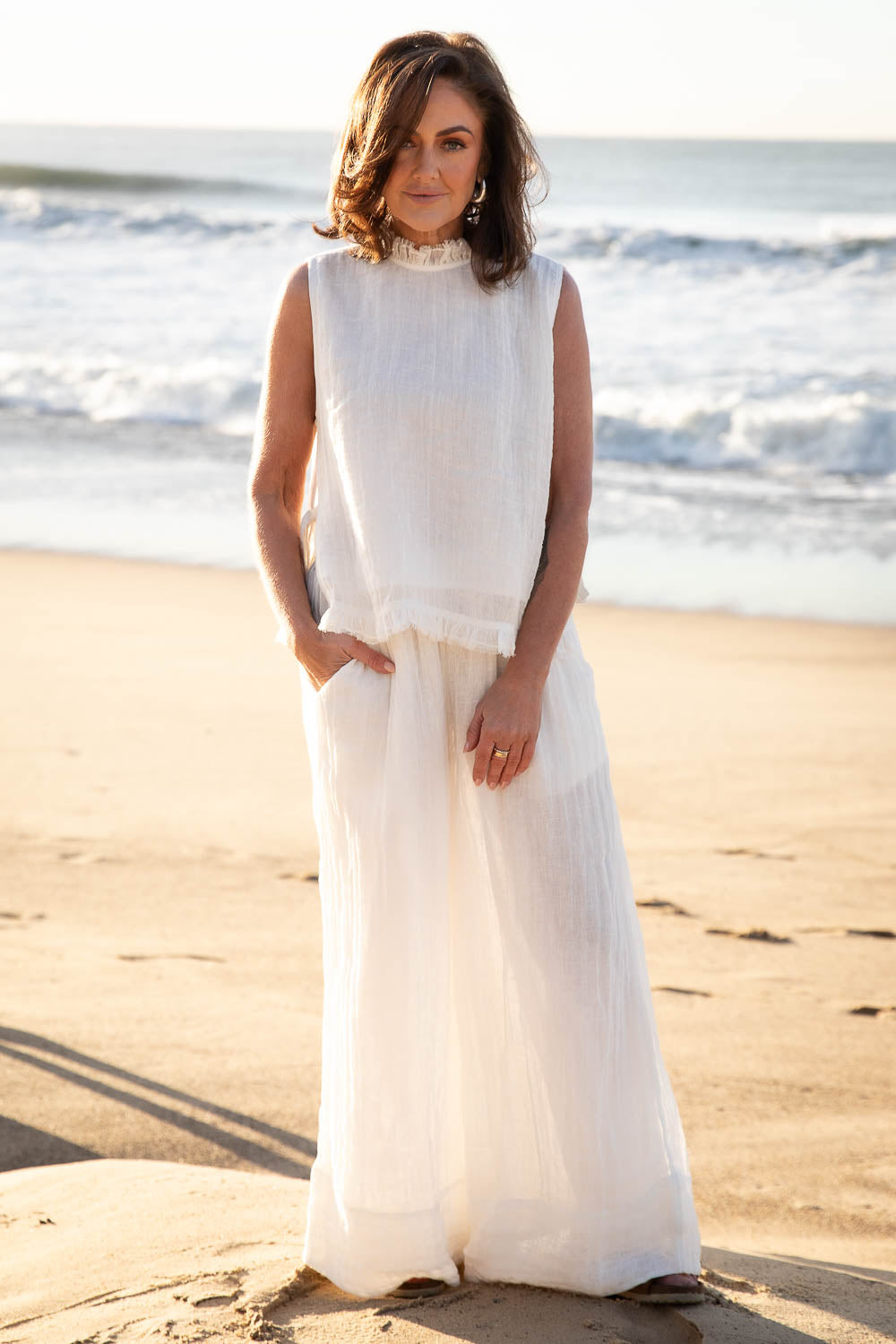 Arana Linen Pant - Off White - Eadie Lifestyle
