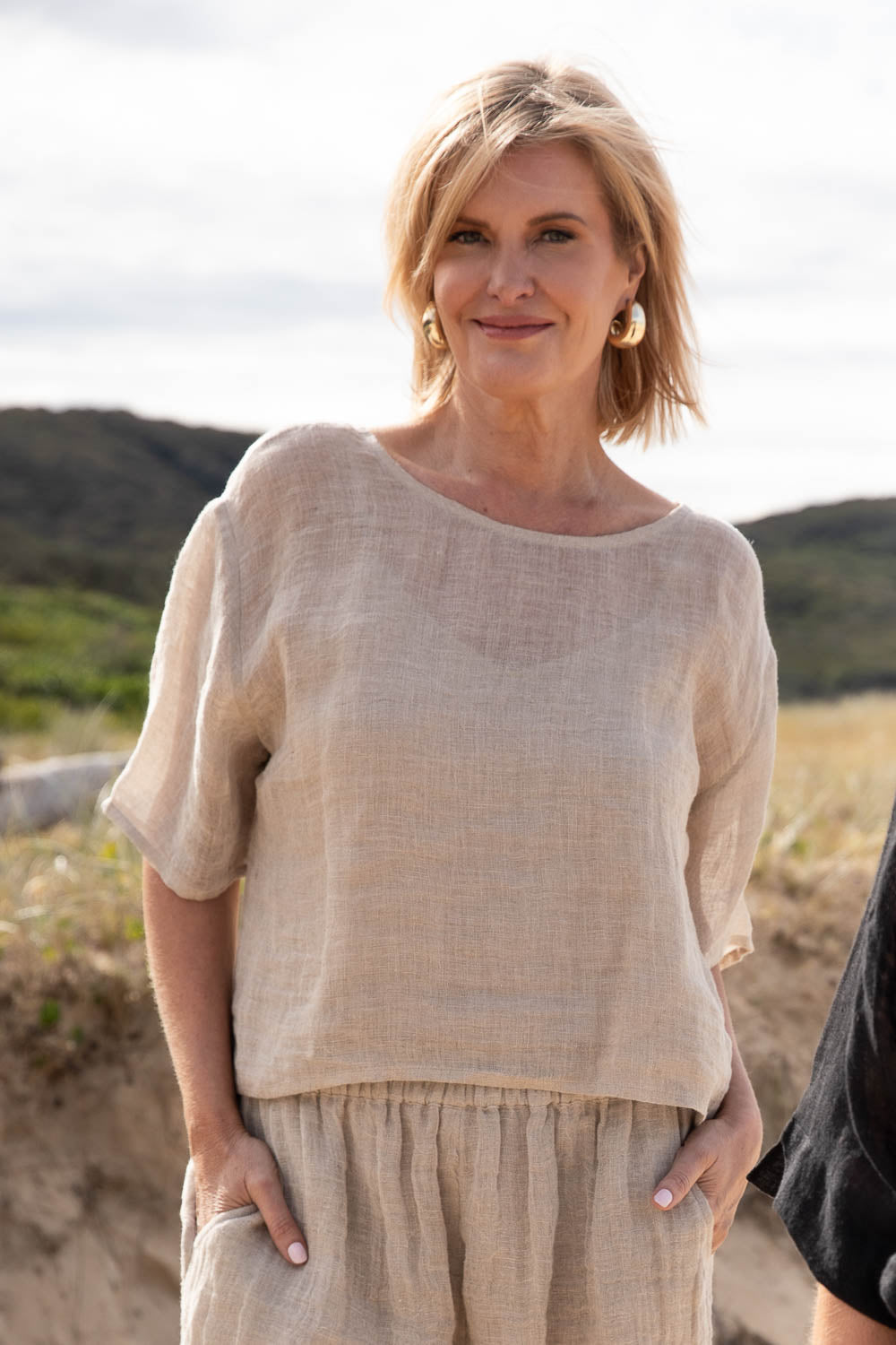 Olivia Linen Top - Natural - Eadie Lifestyle