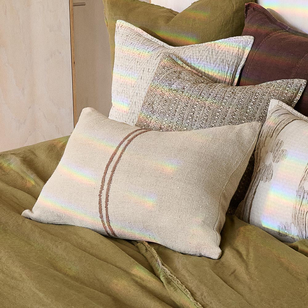 Orion Linen Cushion - Natural/Chocolate