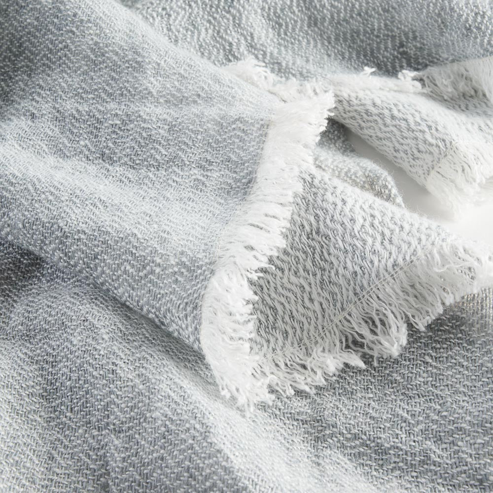 Tallows Linen Throw - Natural/Ochre/Blue