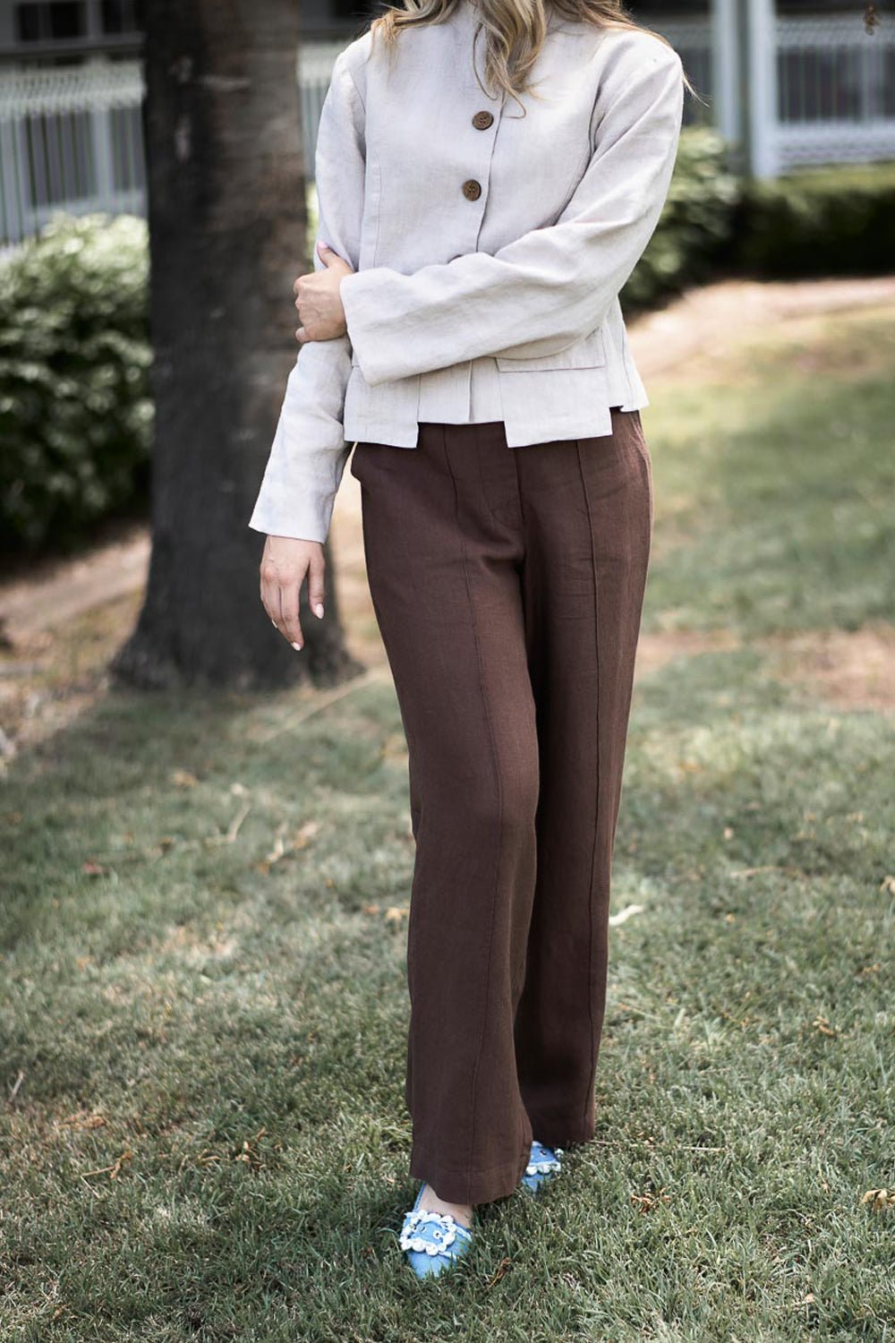 Tailored Linen Pant - Chocolate