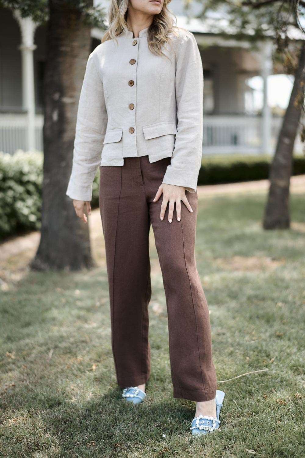 Tailored Linen Pant - Chocolate
