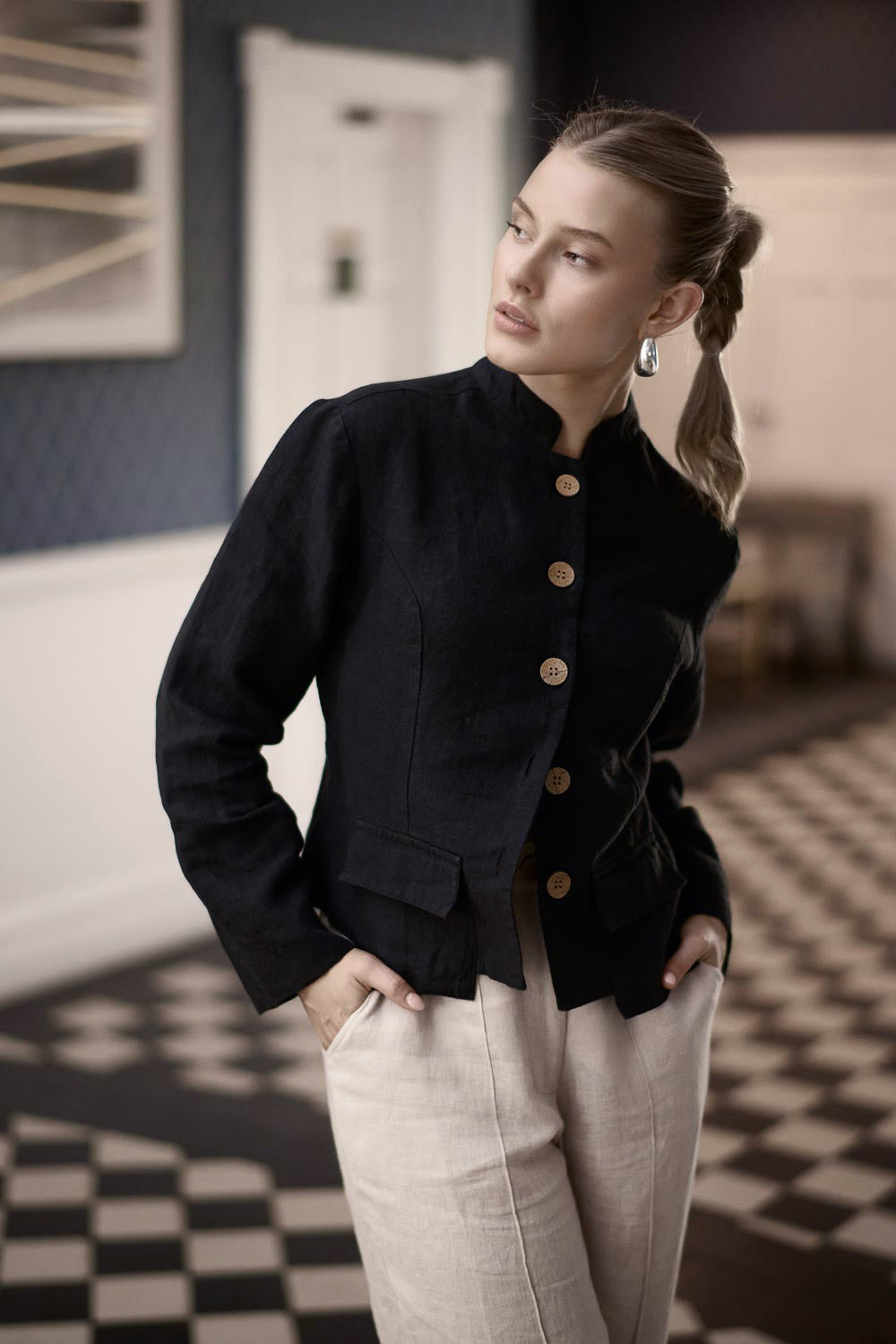 Benny Linen Jacket Black Eadie Lifestyle