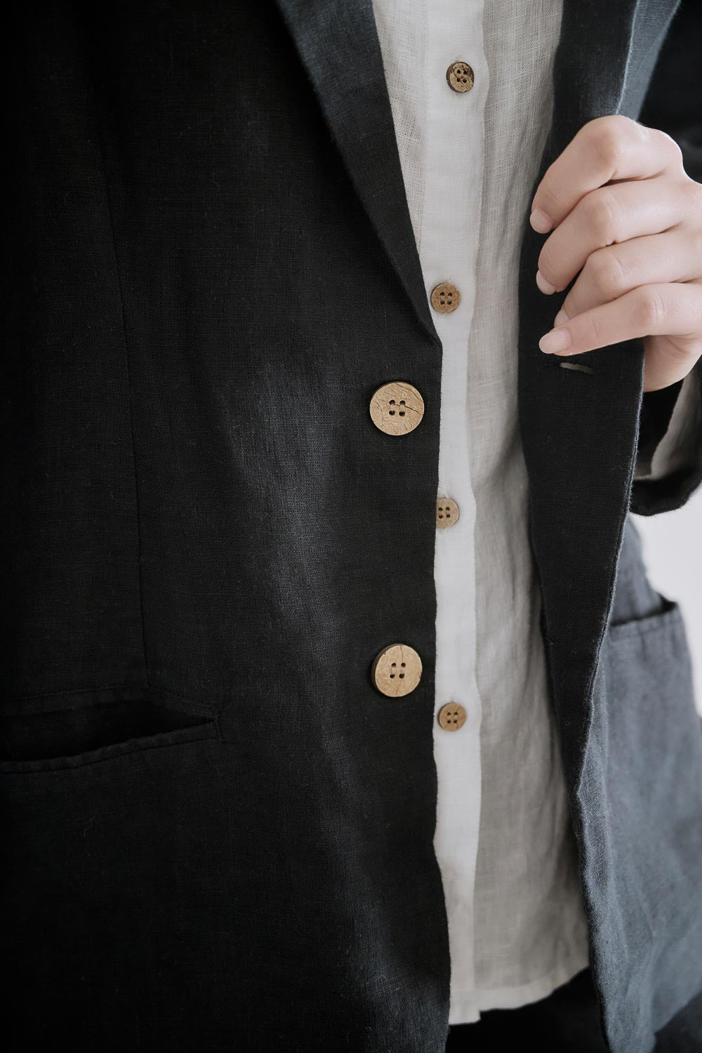 Classic Linen Blazer - Black