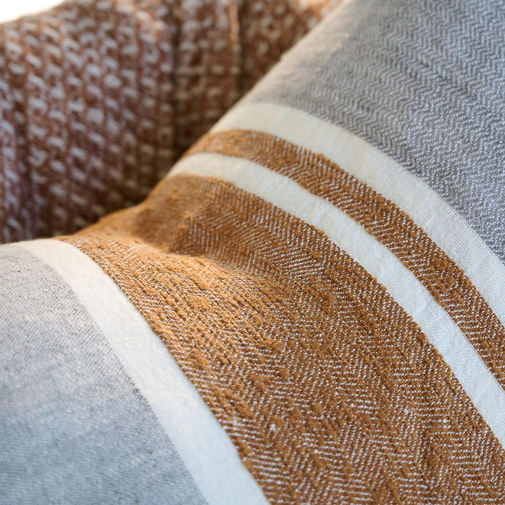 Magnus Linen Cushion - Slate/Nutmeg