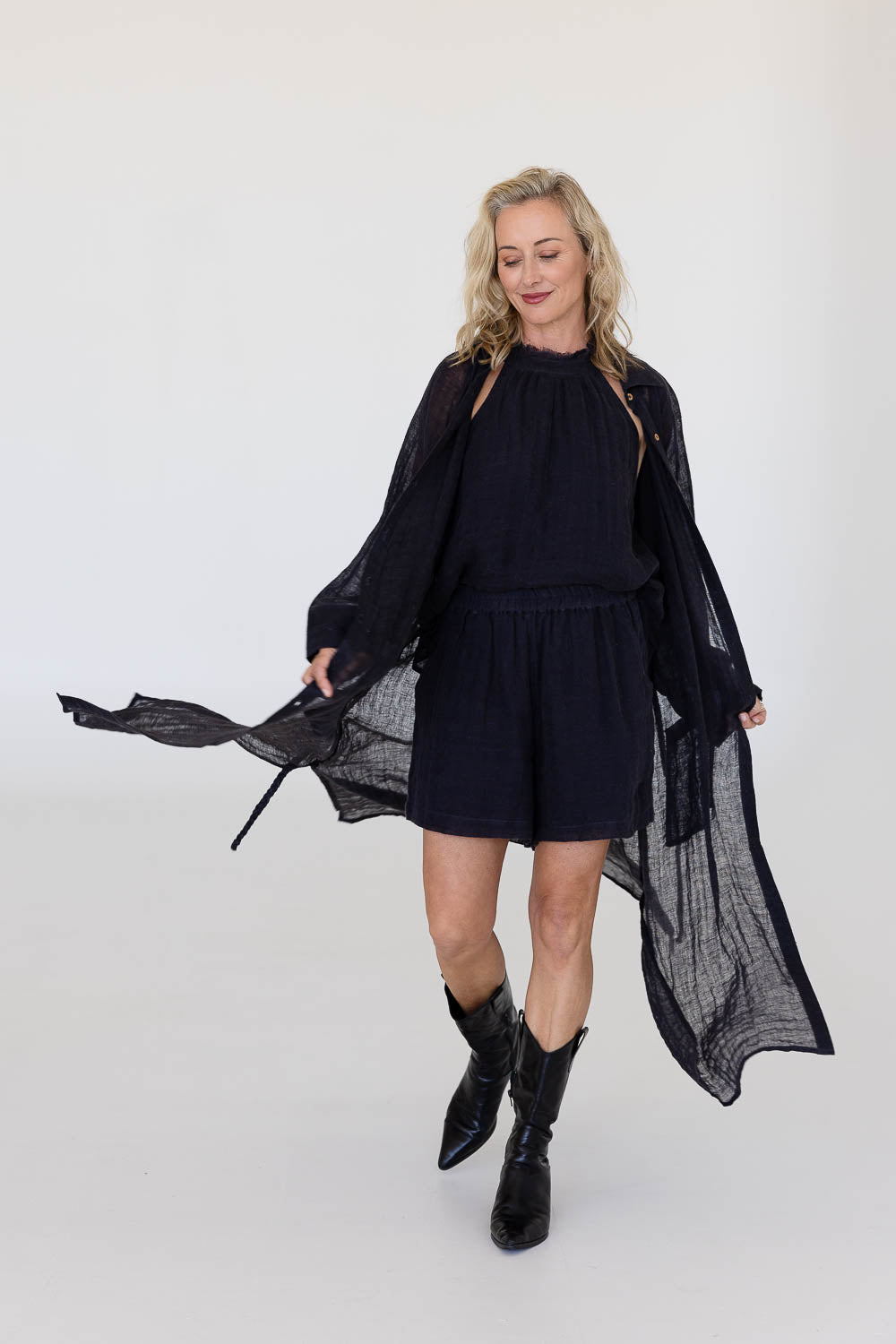 Desert Linen Duster - Midnight - Eadie Lifestyle
