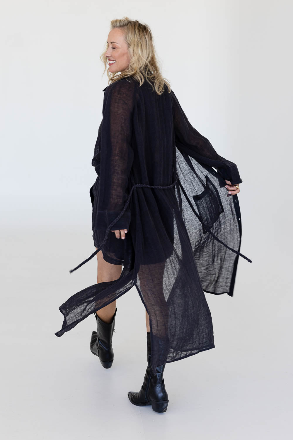 Desert Linen Duster - Midnight - Eadie Lifestyle