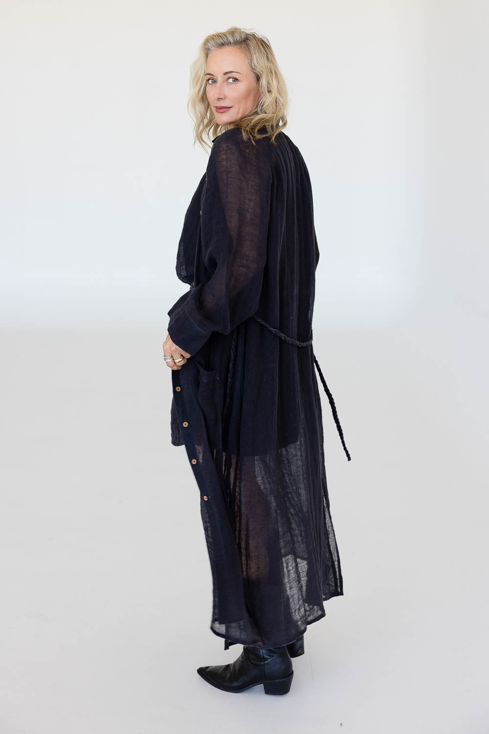 Desert Linen Duster - Midnight - Eadie Lifestyle