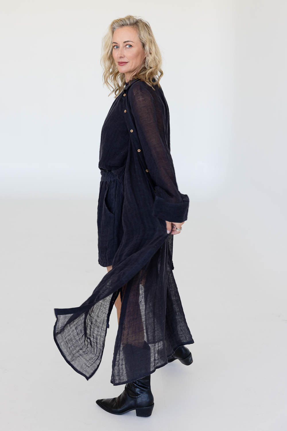 Desert Linen Duster - Midnight - Eadie Lifestyle
