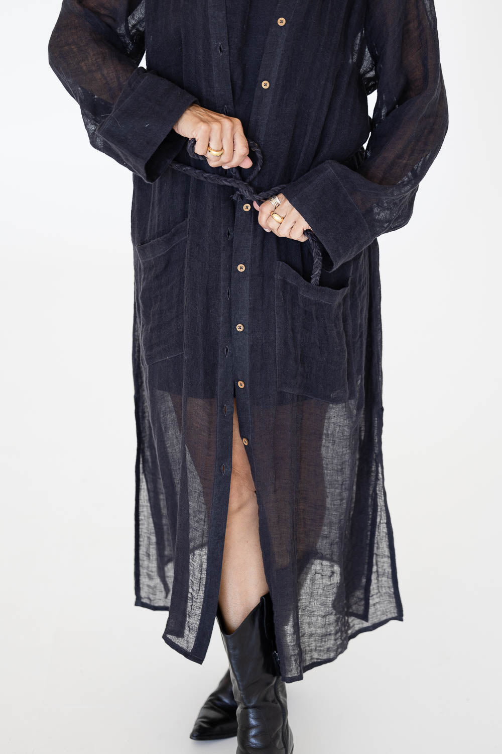Desert Linen Duster - Midnight - Eadie Lifestyle