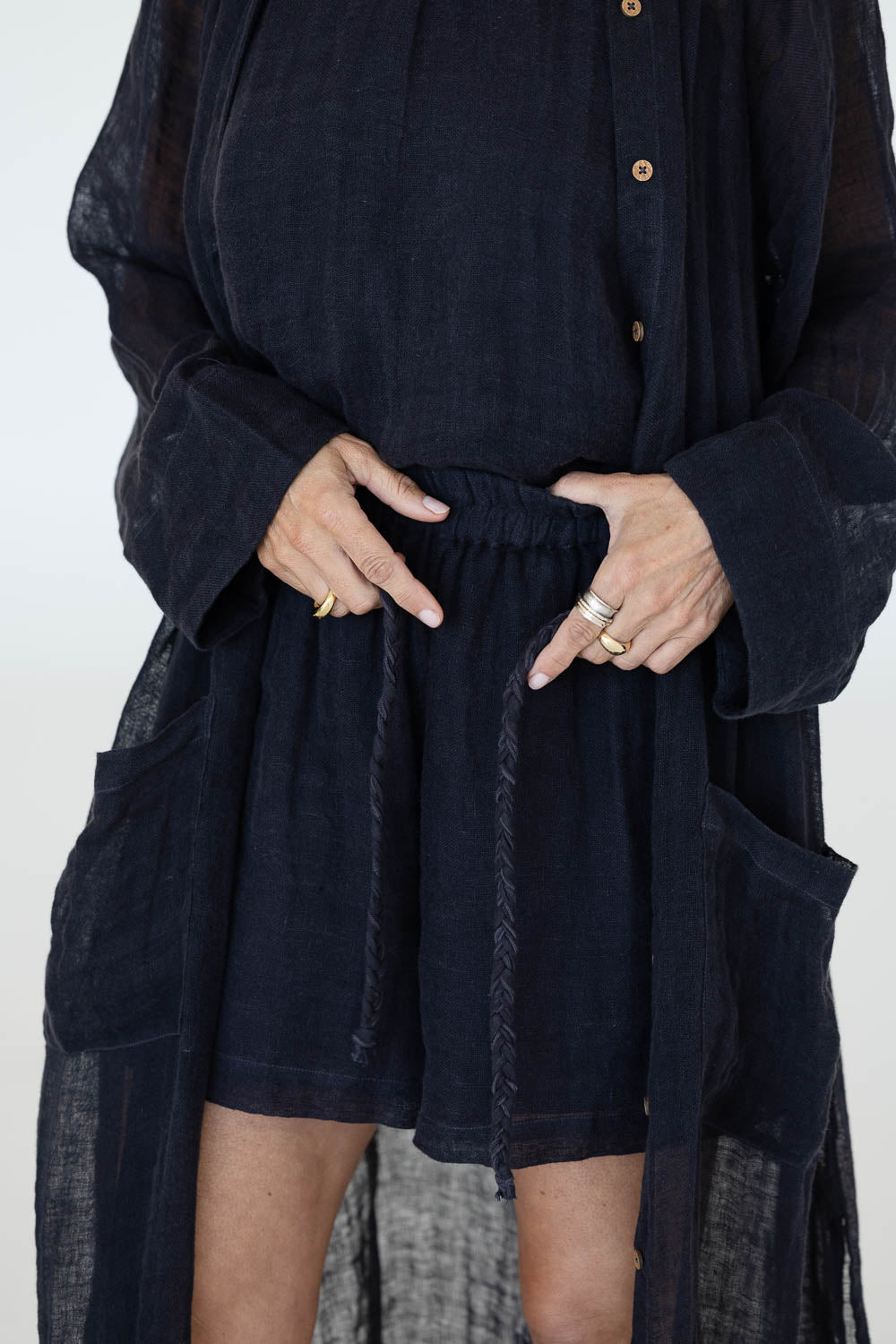 Desert Linen Duster - Midnight - Eadie Lifestyle